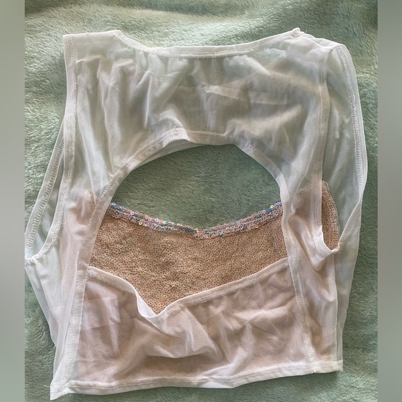 NWOT White iridescent mesh raver skirt set ‘Cosmic Dreams’ - Picture 5 of 5